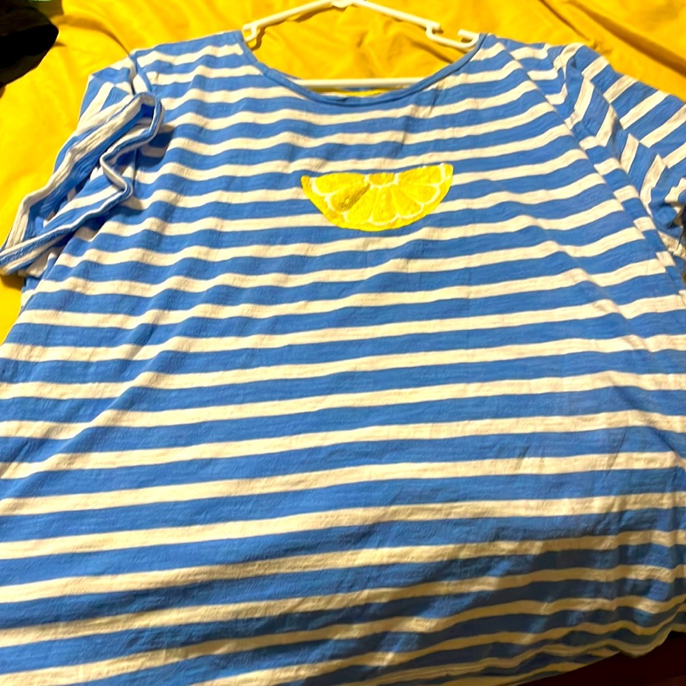 Kim Rogers 2x Lemon slice blue stripe